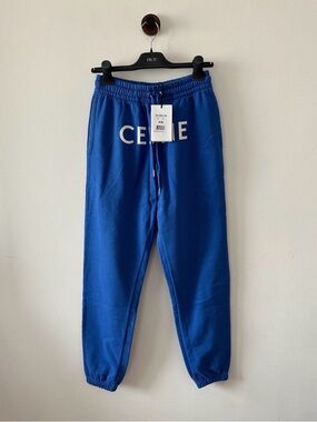 🚩steal Celine Royal Blue Logo Sweatpants with White Print